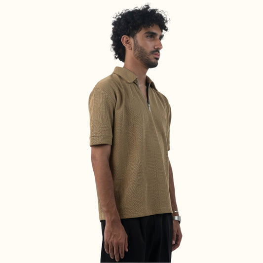 Relaxed Fit-Woody Zip-up Knitted Polo