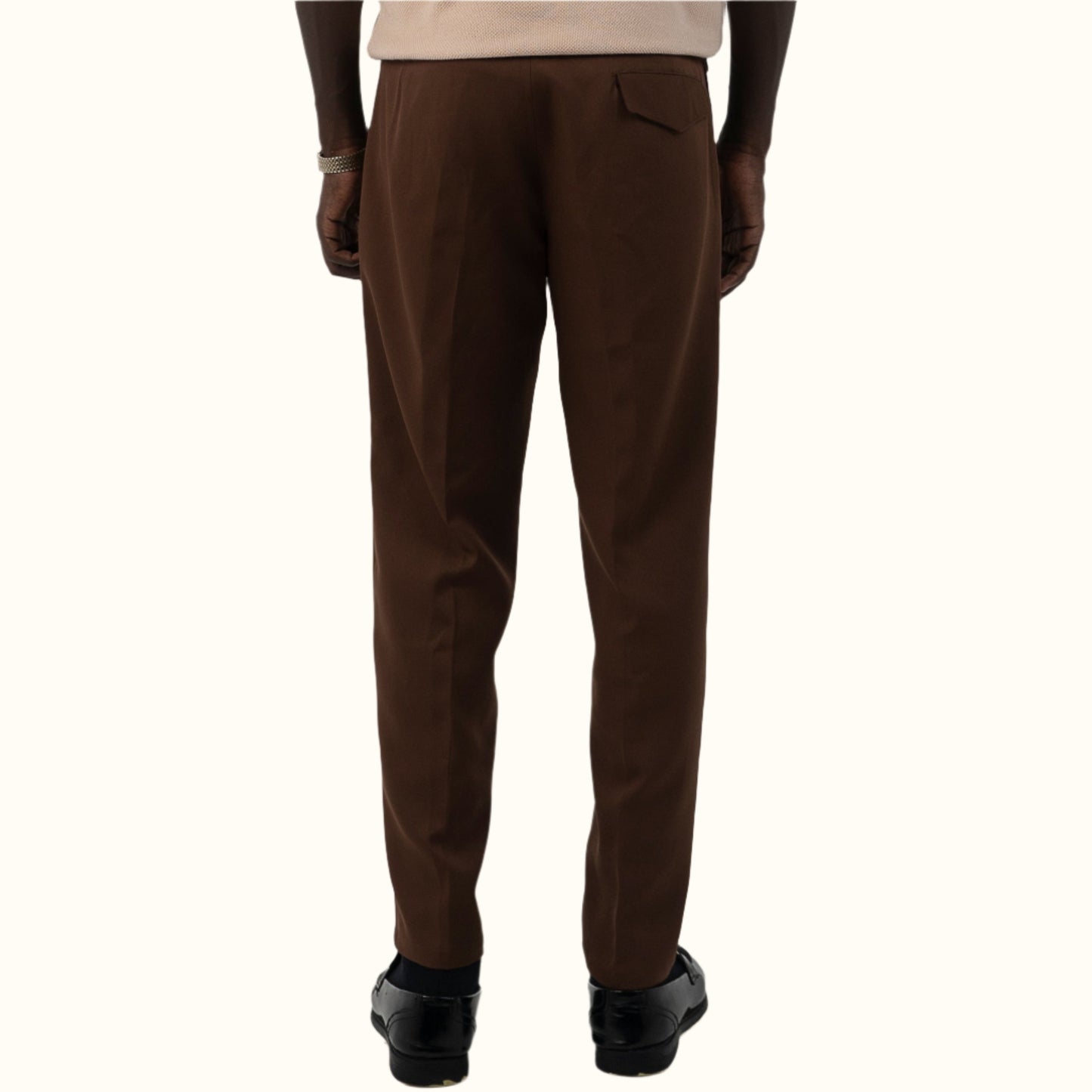 Brown-High Waist Tailored Regular Fit Pants