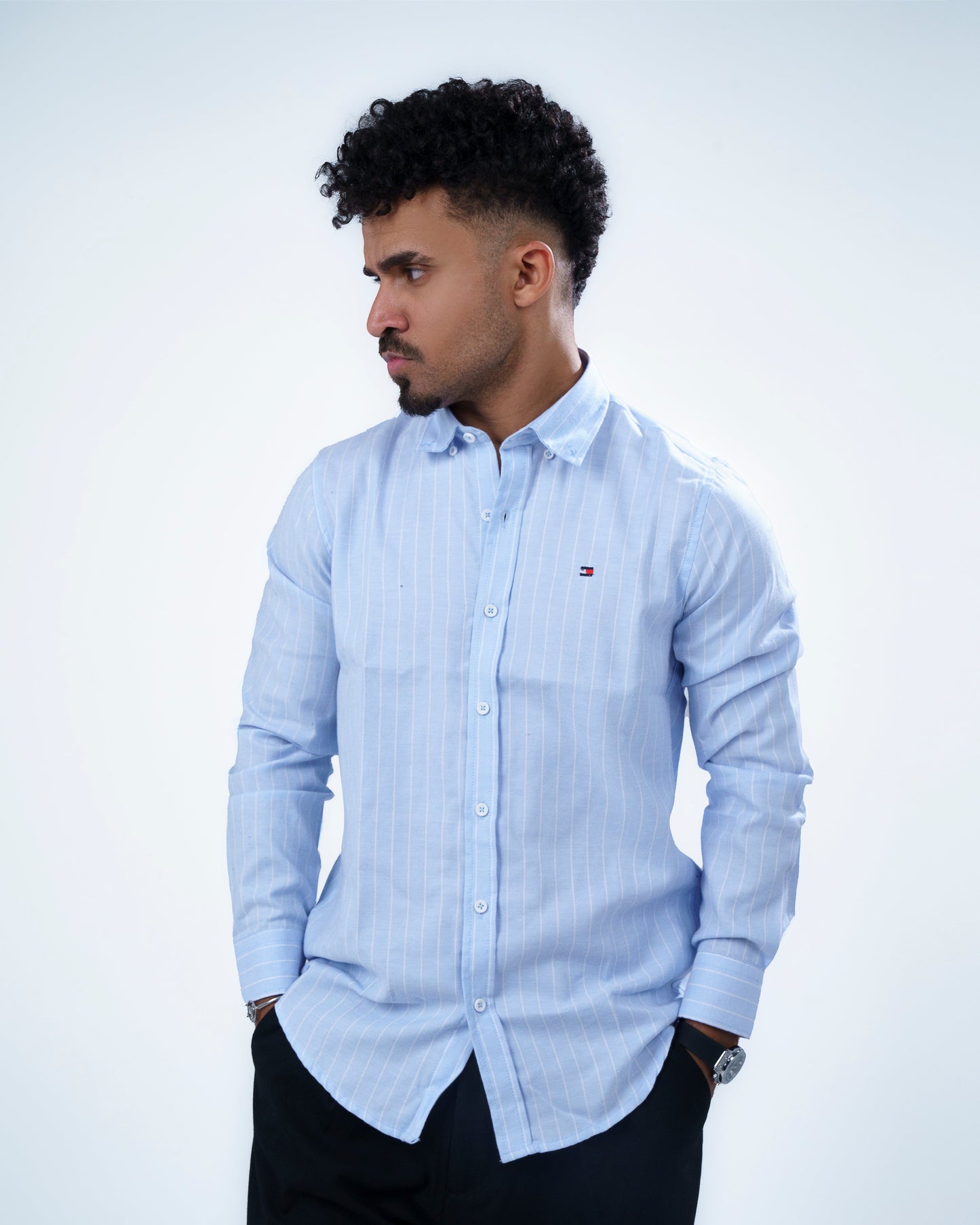 Sky-Blue Striped Shirt