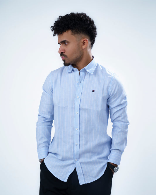 Sky-Blue Striped Shirt