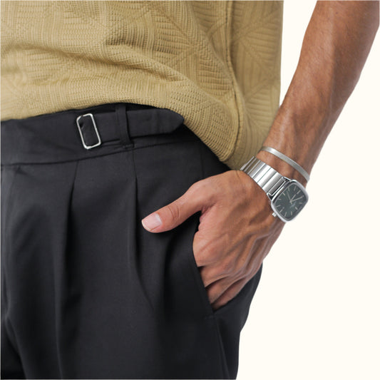 Black-High Waist Tailored Regular Fit Pants