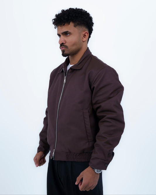 Deep Brown Box Fit Faux Leather Jacket