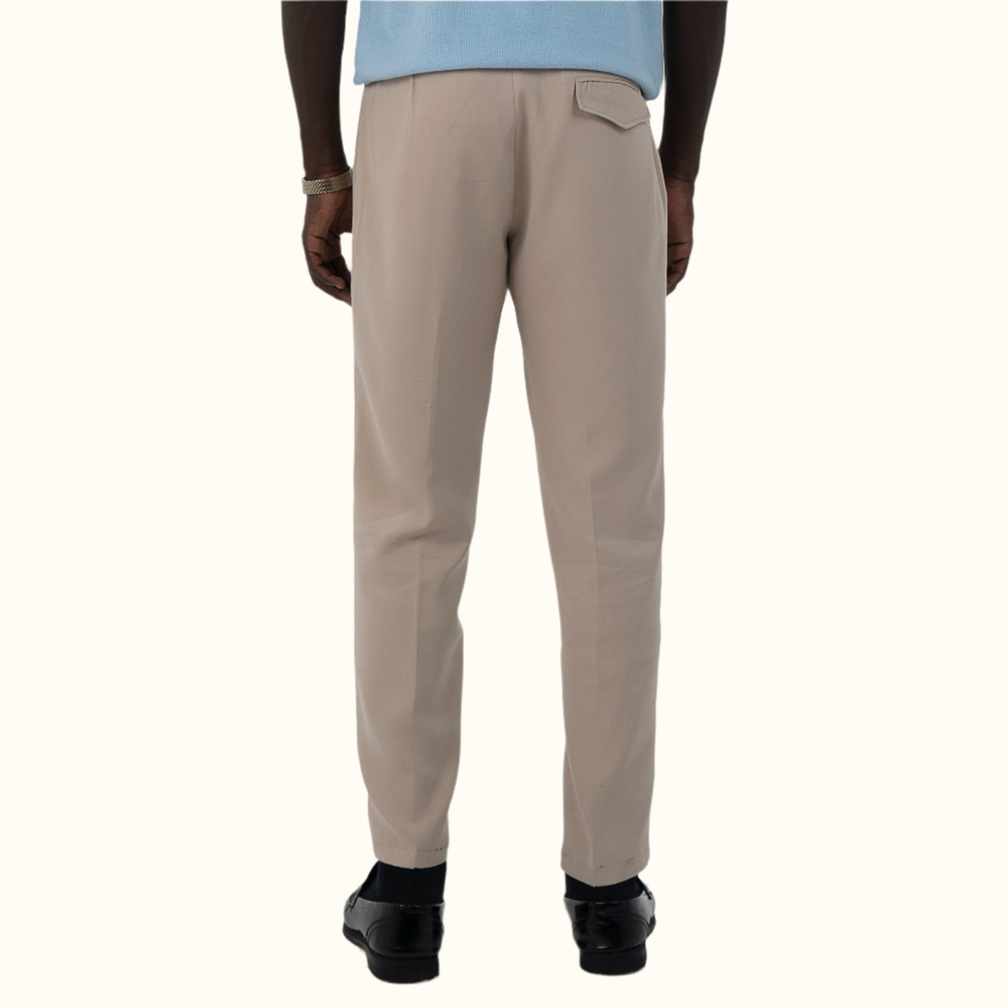 Beige-High Waist Tailored Regular Fit Pants