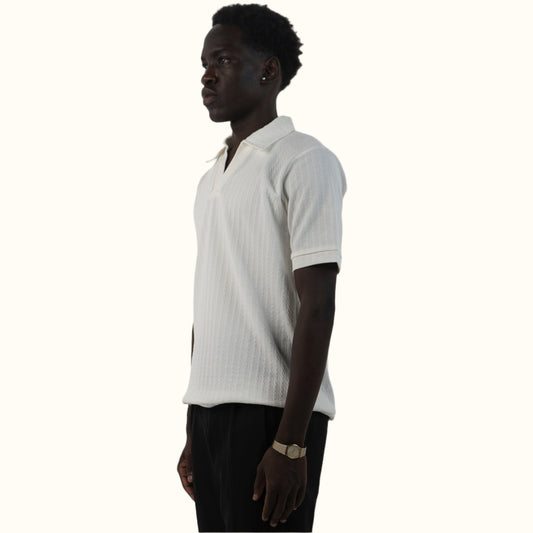 Regular Fit White V-Neck Polo