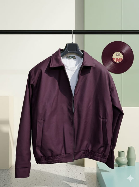 Burgundy Box Fit Faux Leather Jacket
