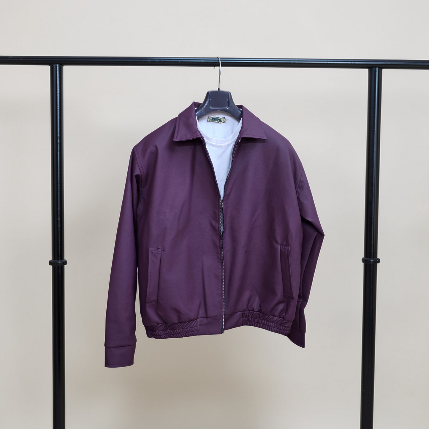 Burgundy Box Fit Faux Leather Jacket