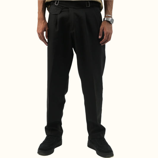 Black-High Waist Tailored Regular Fit Pants