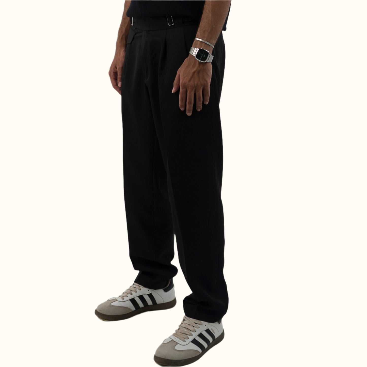 Black-High Waist Tailored Regular Fit Pants