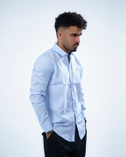 Sky-Blue Striped Shirt