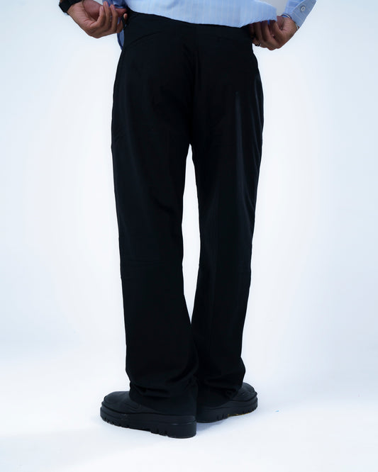 Black Relaxed-Fit Pleated Trousers