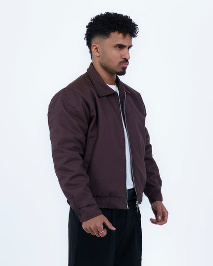 Deep Brown Box Fit Faux Leather Jacket