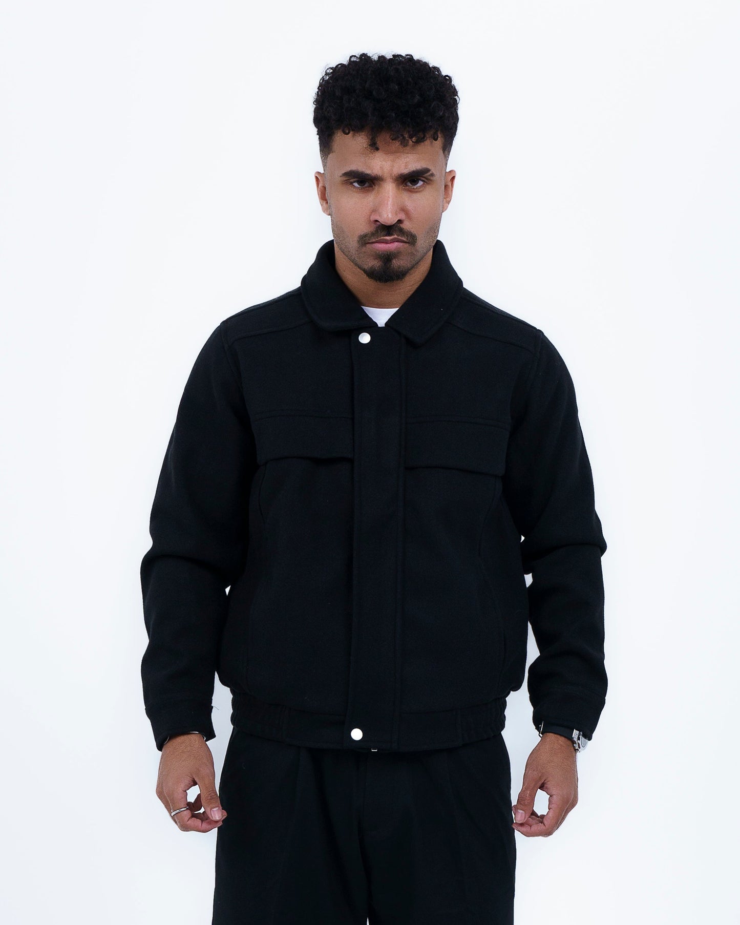 Black Wool-Blend Jacket