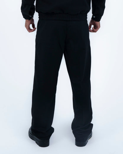 Black Relaxed-Fit Pleated Trousers