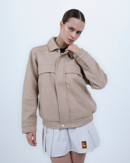 Beige Wool-Blend Jacket
