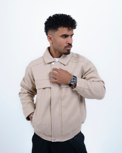 Beige Wool-Blend Jacket