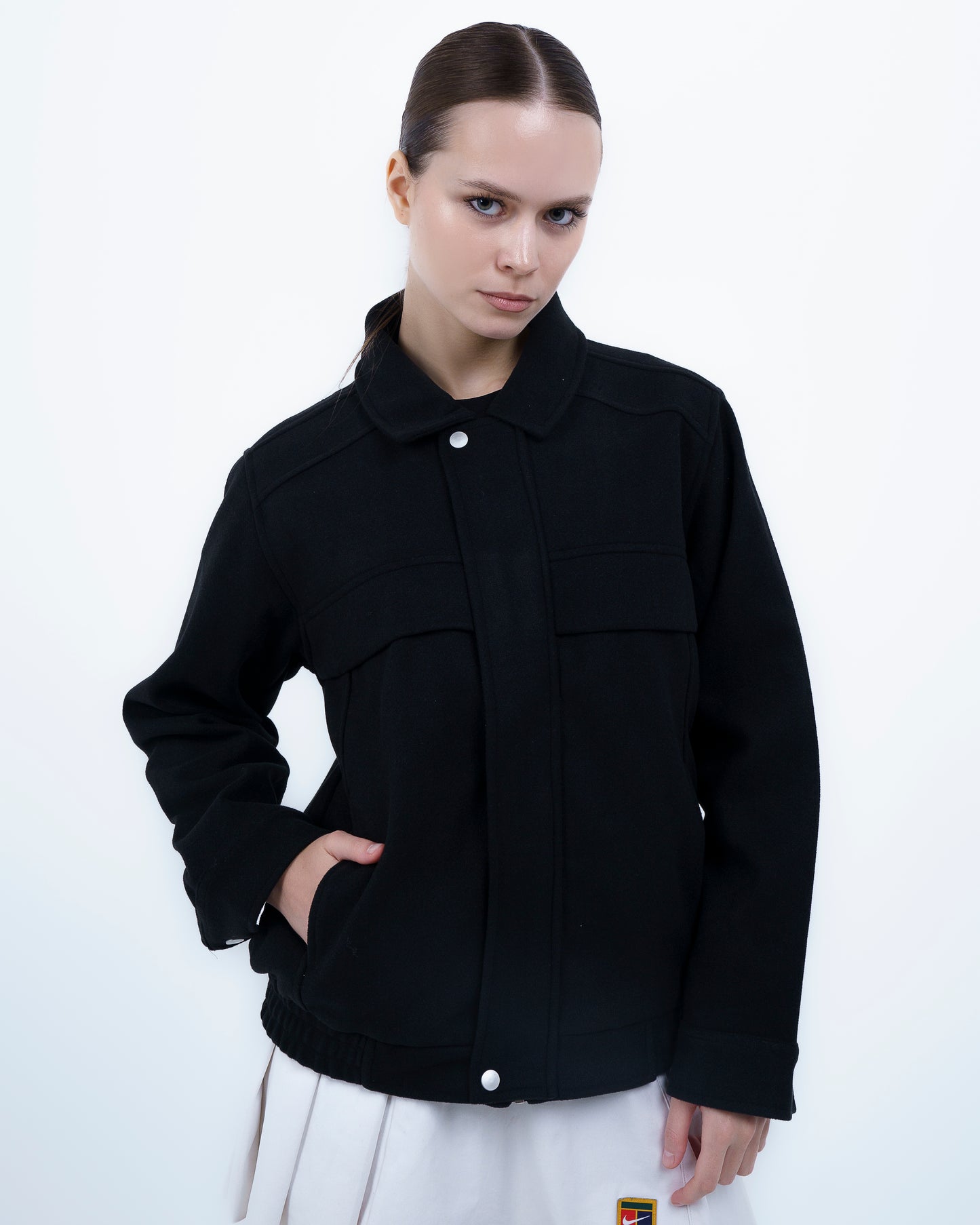 Black Wool-Blend Jacket