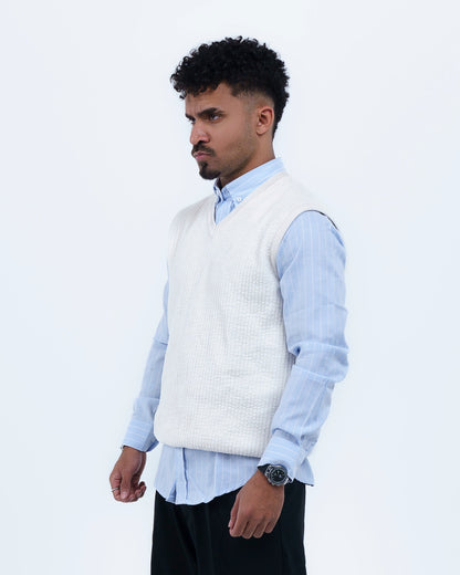 Off-White V-Neck Knitted Vest