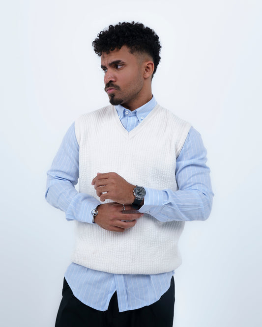Off-White V-Neck Knitted Vest