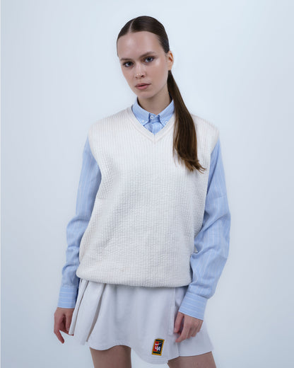 Off-White V-Neck Knitted Vest