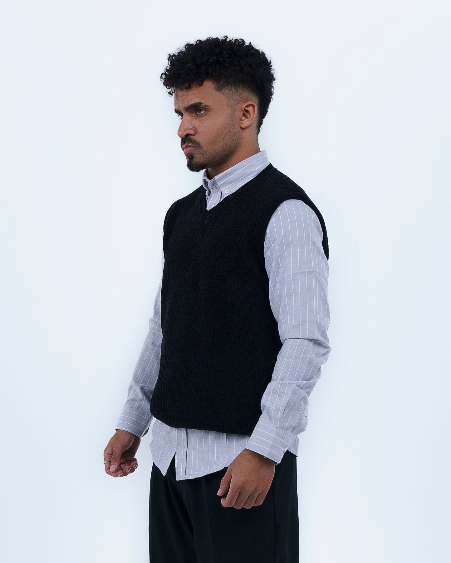Black V-Neck Knitted Vest
