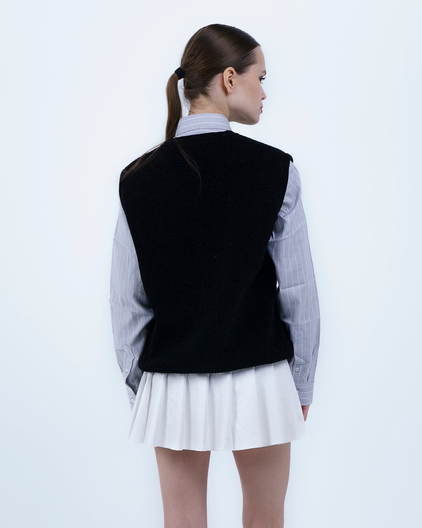 Black V-Neck Knitted Vest