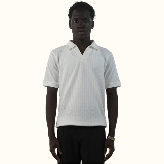 Regular Fit White V-Neck Polo