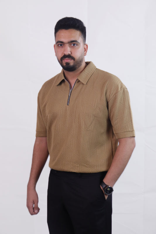 Relaxed Fit-Woody Zip-up Knitted Polo